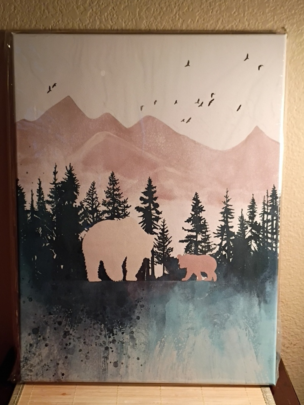 Rustic Mountain & Bear Wall Art Canvas - Home Wall Decor